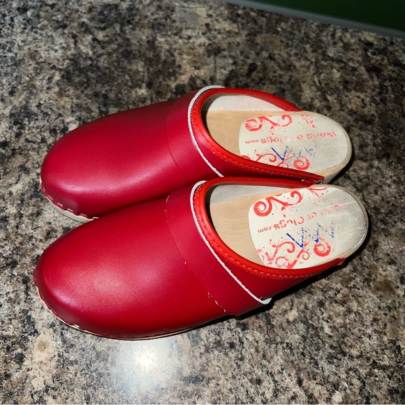 Red Leather Mules by Sanita - Picture 5 of 11